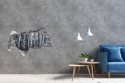 Vinilo efecto 3d pared rota irregular Bosque de abedules de invierno