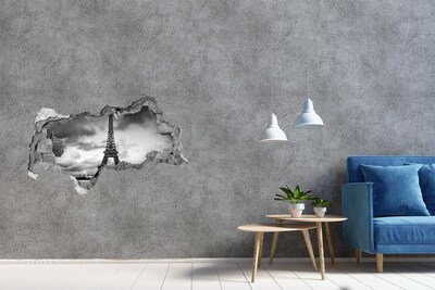 Fototapeta dziura na ścianę 3d Wieża Eiffla w monochromatycznym stylu