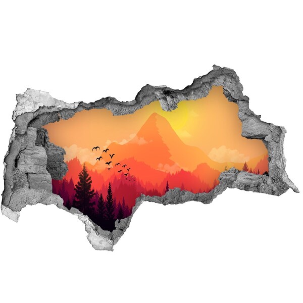 Fotomural autoadhesivo efecto agujero 3d Atardecer en las montañas