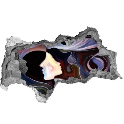 Fotomural autoadhesivo efecto agujero 3d Rostros en el caos de colores