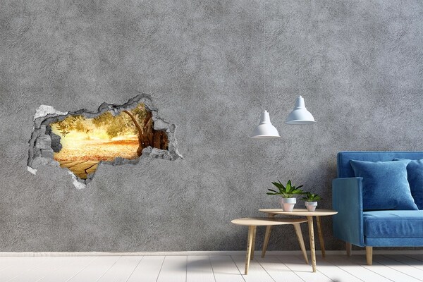 Vinilo efecto 3d pared rota irregular Jardín bajo el sol