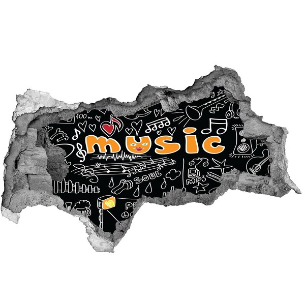 Vinilo efecto 3d pared rota irregular El mundo musical detrás del muro