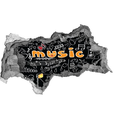 Fotoobraz dziura na ścianę Muzyczny świat za ścianą