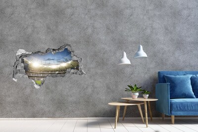 Vinilo adhesivo boquete en la pared rota El estadio en acción