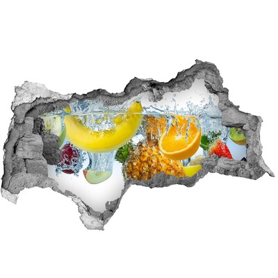 Pegatina decorativa agujero en la pared 3d Cascada de frutas en hormigón