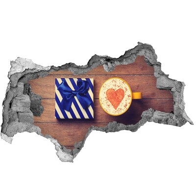 Fotomural autoadhesivo efecto agujero 3d Regalo de café con corazón