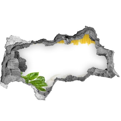 Vinilo efecto 3d pared rota irregular Un festín italiano en un agujero en la pared