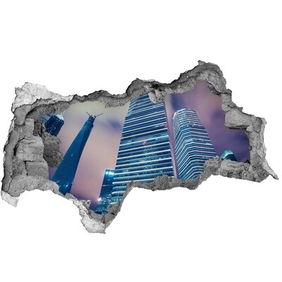 Fototapeta dziura na ścianę 3d Nowoczesne miasto przez dziurę w ścianie