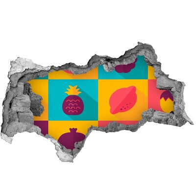 Vinilo efecto 3d pared rota irregular Mural de frutas en un agujero en la pared