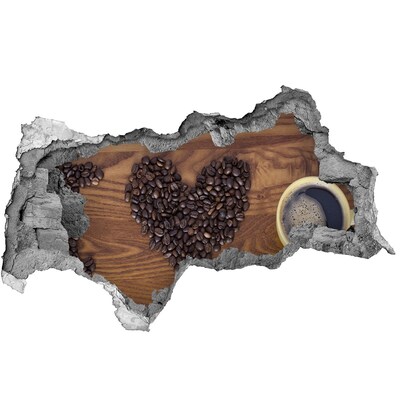 Fotomural autoadhesivo efecto agujero 3d Café y un corazón de frijoles