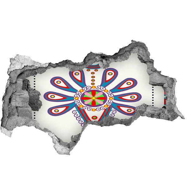 Dziura 3d fototapeta naklejka Kolorowy wzór na tle uszkodzonej ściany