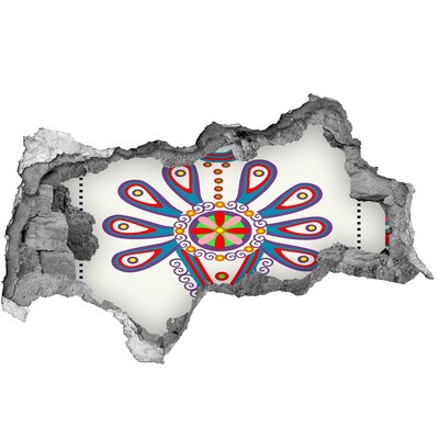 Dziura 3d fototapeta naklejka Kolorowy wzór na tle uszkodzonej ściany