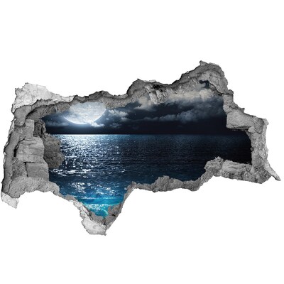 Pegatina decorativa agujero en la pared 3d Vista nocturna del mar