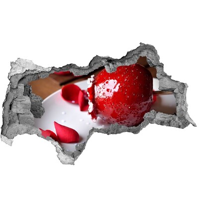 Pegatina decorativa agujero en la pared 3d Fresa jugosa en las ruinas