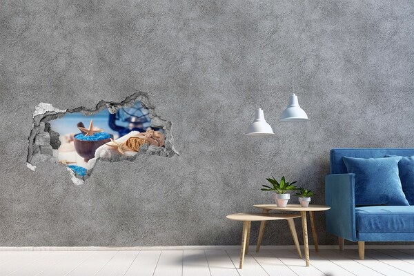 Vinilo adhesivo boquete en la pared rota Relájese en el spa junto al mar