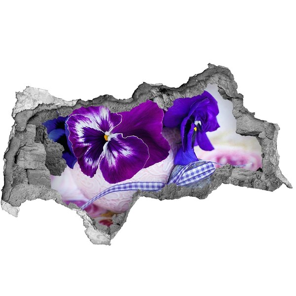 Fotomural autoadhesivo efecto agujero 3d Decoración floral con corazón