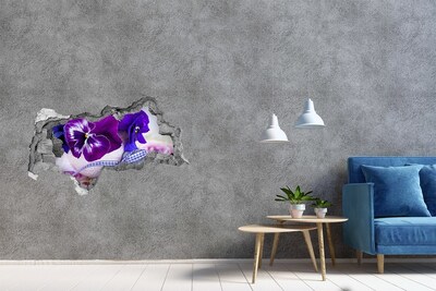 Fotomural autoadhesivo efecto agujero 3d Decoración floral con corazón