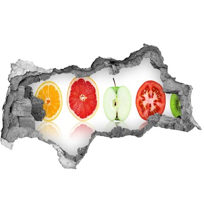 Vinilo efecto 3d pared rota irregular Ilusión de fruta en hormigón