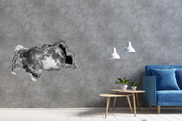 Vinilo adhesivo boquete en la pared rota La luna en el agujero en la pared