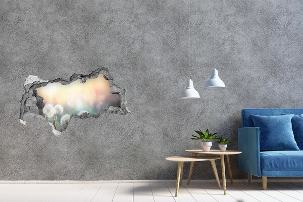 Vinilo efecto 3d pared rota irregular El mundo floral detrás del agujero