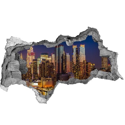 Vinilo adhesivo boquete en la pared rota Panorama nocturno de la ciudad