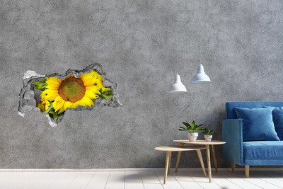 Vinilo adhesivo boquete en la pared rota Girasol en hormigón