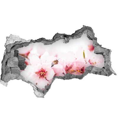 Pegatina decorativa agujero en la pared 3d Flores de cerezo con una abeja