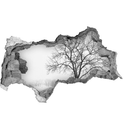 Fotomural autoadhesivo efecto agujero 3d Paisaje invernal con un árbol
