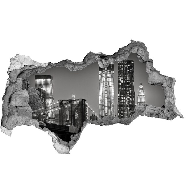 Fototapeta dziura na ścianę 3d Most Brookliński nocą