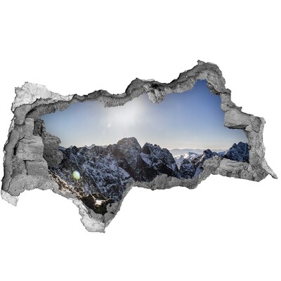 Vinilo adhesivo boquete en la pared rota Paisaje de montaña con rayos de sol