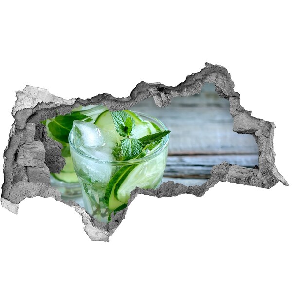 Fotomural autoadhesivo efecto agujero 3d Un cóctel refrescante con menta.