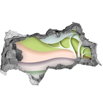 Fotomural autoadhesivo efecto agujero 3d Un muro roto con vistas al paisaje.