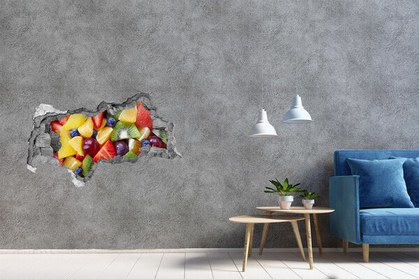 Vinilo adhesivo boquete en la pared rota Paraíso de frutas en hormigón