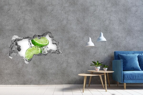 Fotomural autoadhesivo efecto agujero 3d Lima refrescante en agua