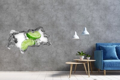Fotomural autoadhesivo efecto agujero 3d Lima refrescante en agua