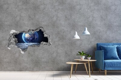 Pegatina decorativa agujero en la pared 3d Vista desde la Luna a la Tierra