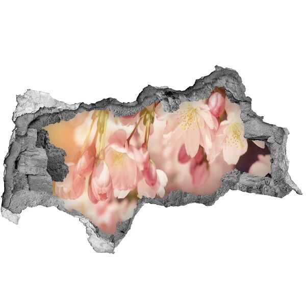 Fotomural autoadhesivo efecto agujero 3d Un sueño floral en hormigón