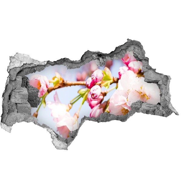 Fotomural autoadhesivo efecto agujero 3d Cerezos en flor en primavera