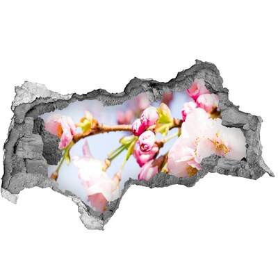 Fotomural autoadhesivo efecto agujero 3d Cerezos en flor en primavera