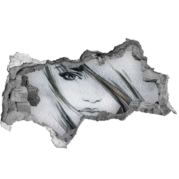Vinilo adhesivo boquete en la pared rota Retrato en una pared en ruinas