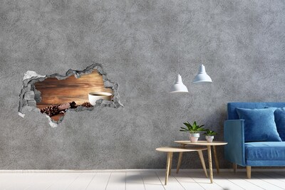 Vinilo efecto 3d pared rota irregular Rincón de café con chocolate