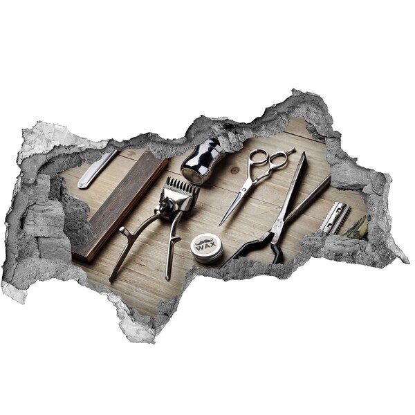 Vinilo efecto 3d pared rota irregular Taller de peluquería