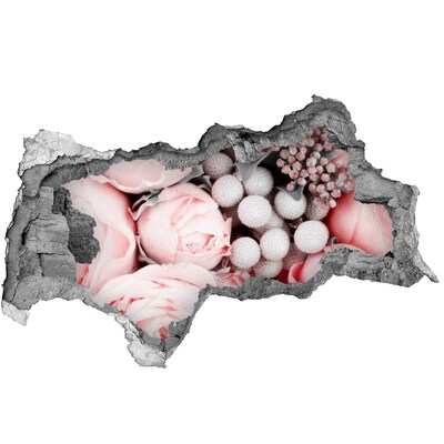 Fotomural autoadhesivo efecto agujero 3d Un paraíso de flores detrás del muro.