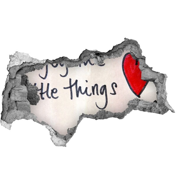 Vinilo adhesivo boquete en la pared rota Una pared dañada con una inscripción.