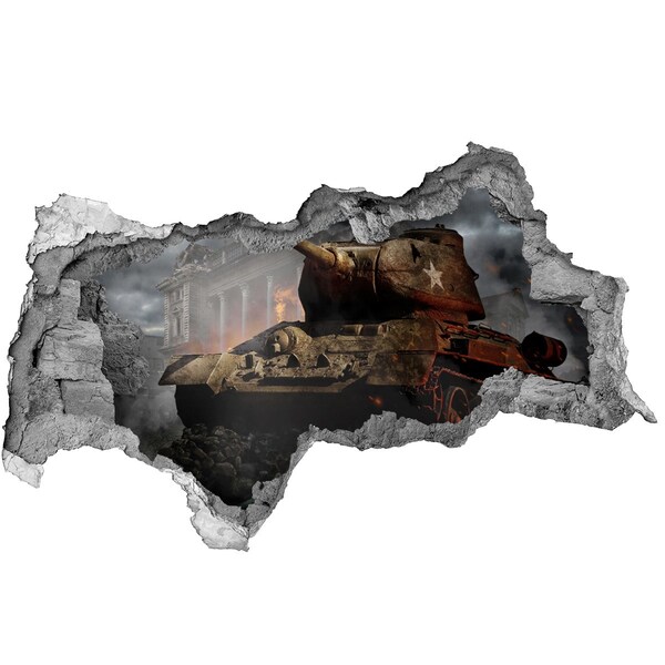 Fototapeta dziura na ścianę Czołg w ruinach miasta