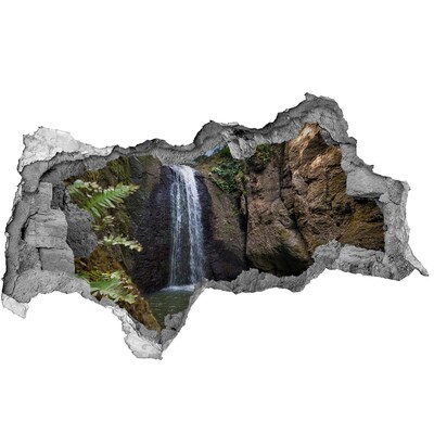Vinilo efecto 3d pared rota irregular Cascada entre las rocas