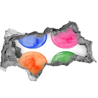 Fotomural autoadhesivo efecto agujero 3d Bolas de colores en un agujero en la pared.