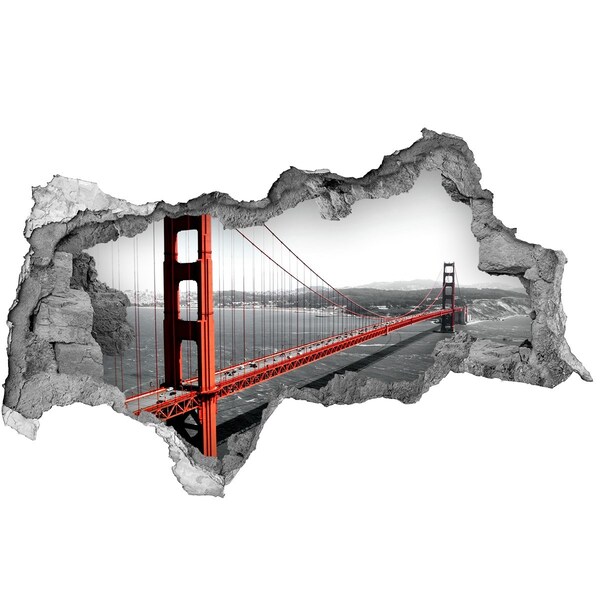 Vinilo efecto 3d pared rota irregular Puente Golden Gate en San Francisco