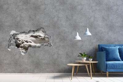 Vinilo efecto 3d pared rota irregular Vista de las nubes