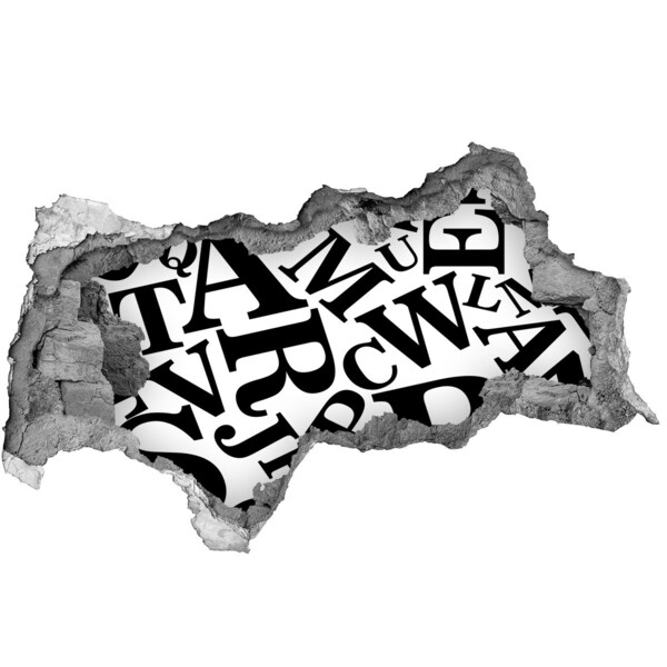 Fotomural autoadhesivo efecto agujero 3d Letras rotas en la pared